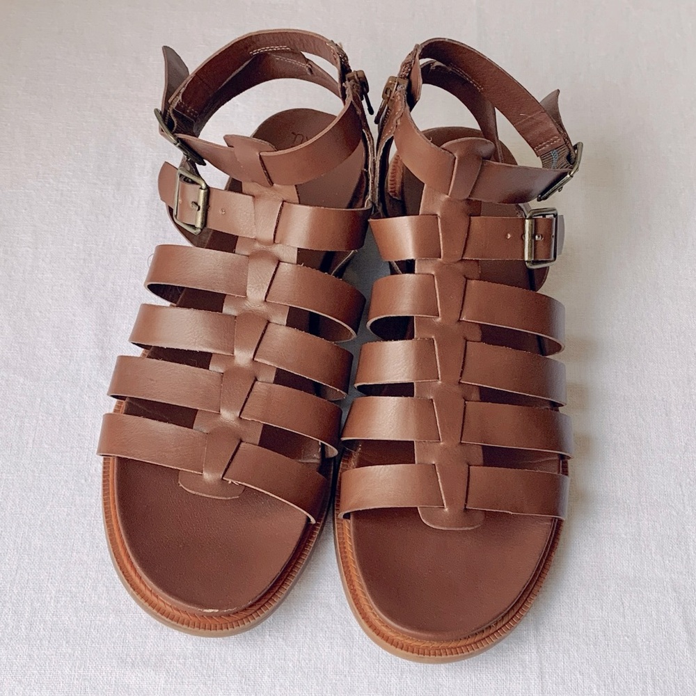 Time and Tru Vegan Leather Fishermancore Women’s Brown Gladiator Sandals 10